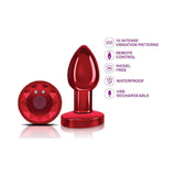 Cheeky Charms Red Rechargeable Vibrating Metal Butt Plug w Remote Small - Naughty by Nature Adult Store