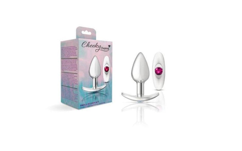 Cheeky Charms Silver Anchor Butt Plug w Clear and Teal Jewel Kit - Adult Toys