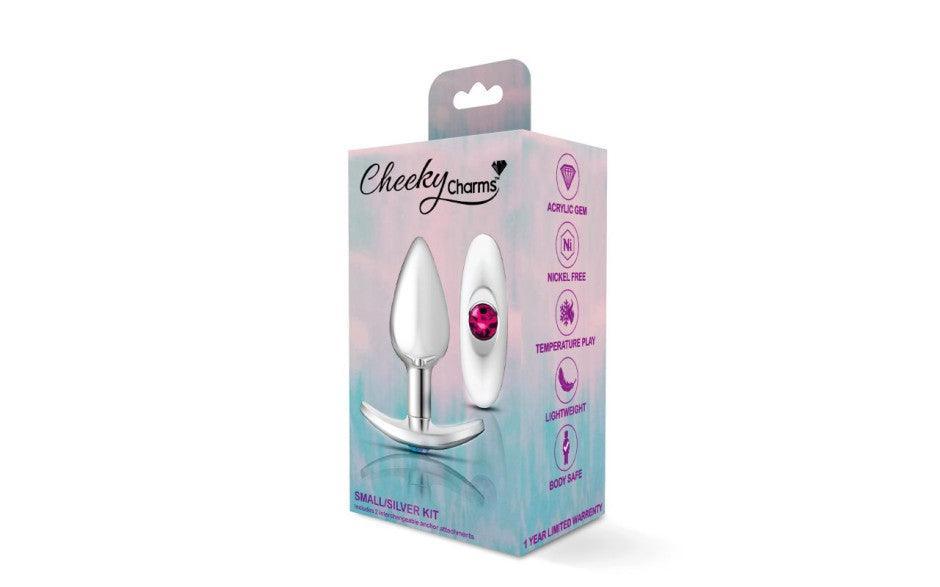 Cheeky Charms Silver Anchor Butt Plug w Clear and Teal Jewel Kit - Adult Toys