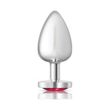Cheeky Charms Silver Metal Butt Plug w Heart Pink Jewel Large - Adult Toys