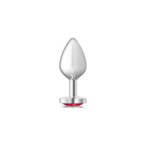 Cheeky Charms Silver Metal Butt Plug w Heart Pink Jewel Medium - Adult Toys