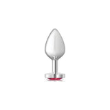 Cheeky Charms Silver Metal Butt Plug w Heart Pink Jewel Medium - Adult Toys