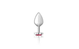 Cheeky Charms Silver Metal Butt Plug w Heart Pink Jewel Medium - Adult Toys