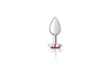 Cheeky Charms Silver Metal Butt Plug w Heart Pink Jewel Small - Adult Toys