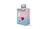Cheeky Charms Silver Metal Butt Plug w Heart Pink Jewel Small - Adult Toys