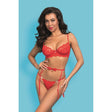 Cherry Kiss 3 Pc Garter Set Red - Lingerie