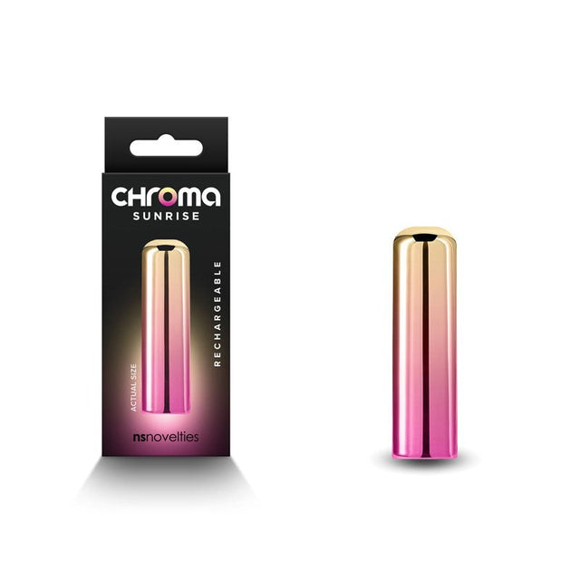 Chroma Sunrise - Small - Metallic Pink/Gold 6.8 cm USB Rechargeable Bullet - BULLETS & EGGS