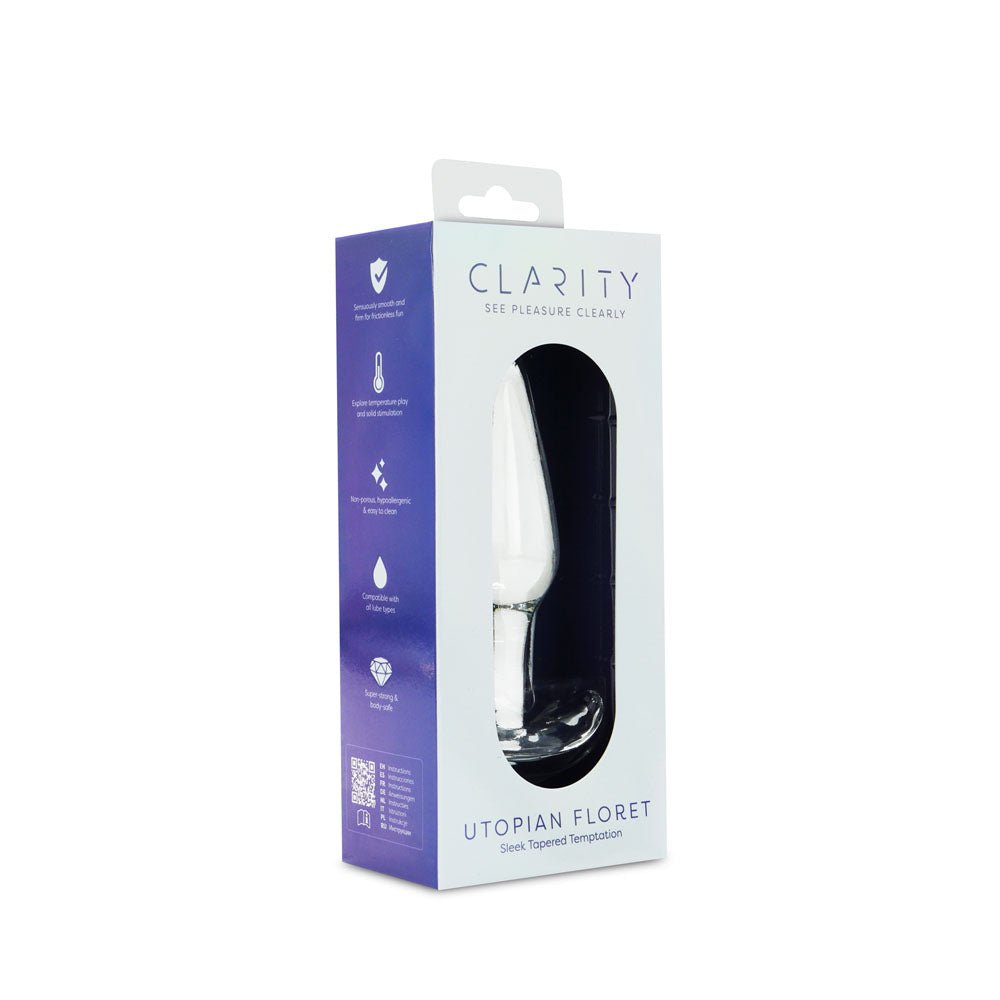 Clarity - Utopian Floret - Clear 11 cm Glass Butt Plug - GLASS TOYS