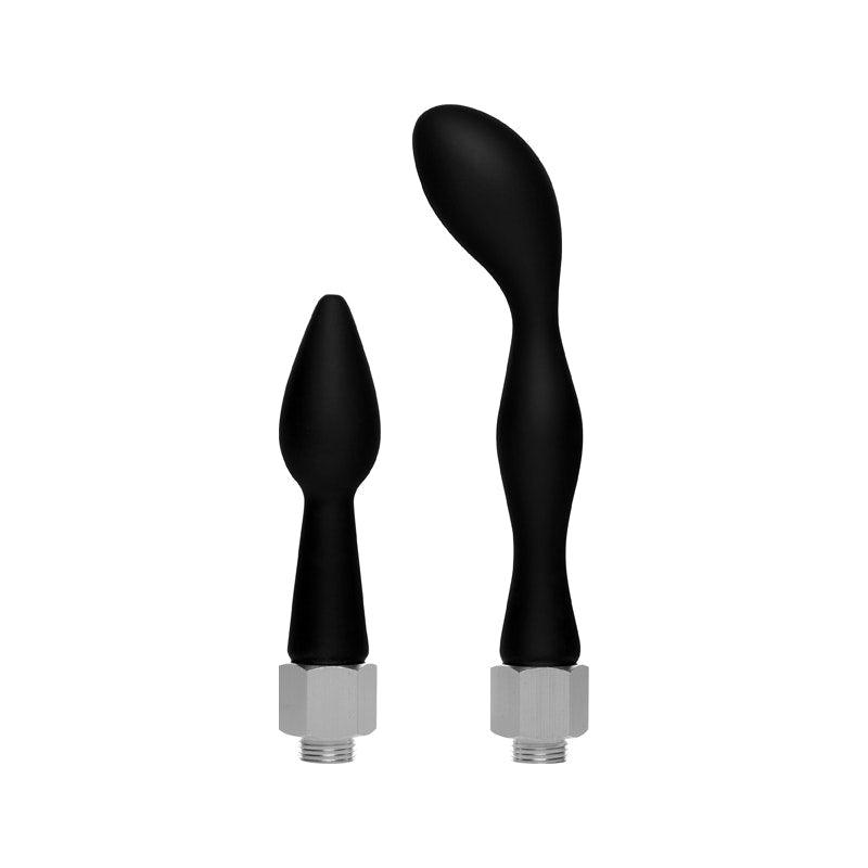 CleanStream Silicone Enema Attachment Set – Black Nozzle Tips | 2 Pack - Adult Toys