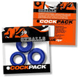 Blue Cockpack Trio: 3 Pc Cockring Set - Cock Rings