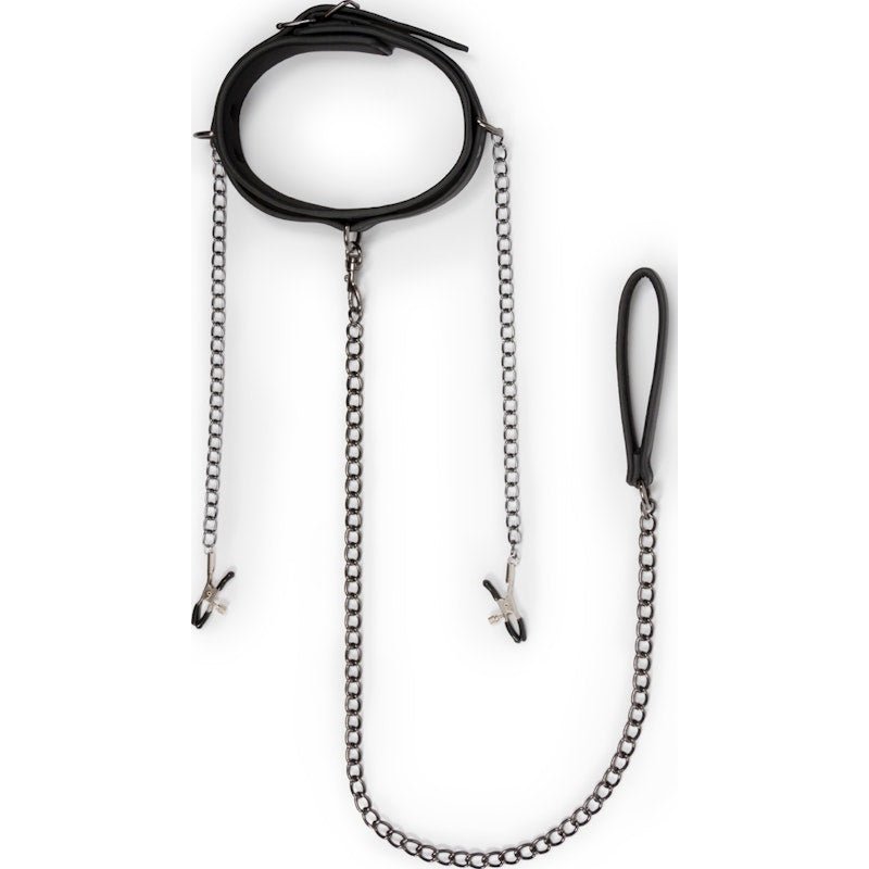 Collar With Nipple Chains - Adult Toys