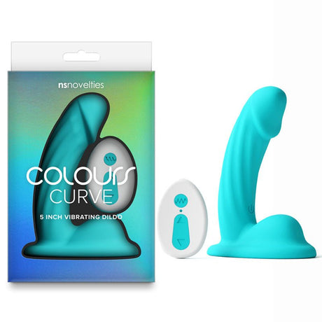 Colours Curve - Vibrating 5'' Dildo - Teal with Wireless Remote - DONGS