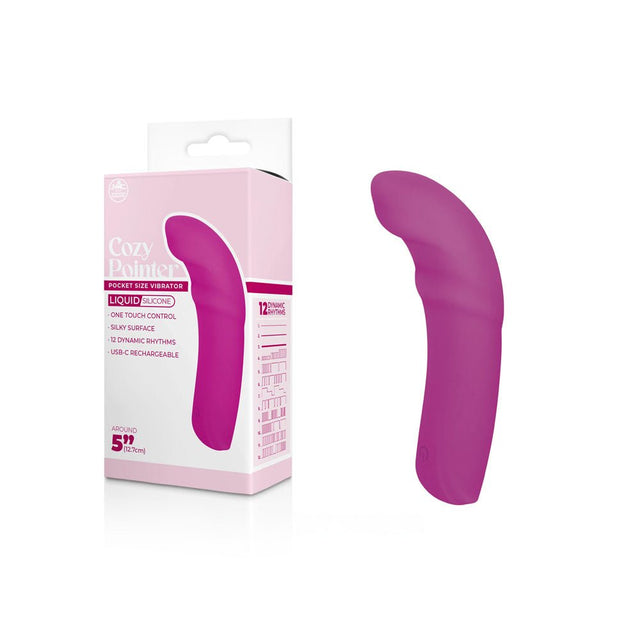 Cozy Pointer - Pink - Pink 12.7 cm USB Rechargeable Curved Mini Vibrator - VIBRATORS