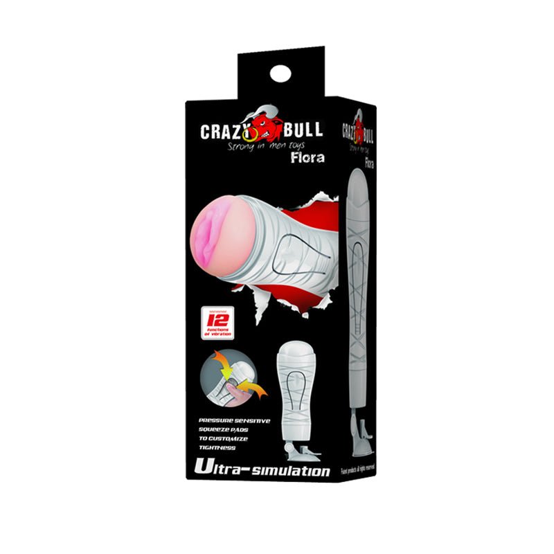 CRAZY BULL FLORA Vibrating Stroker - Flesh Squeezeable Vagina - MASTURBATORS