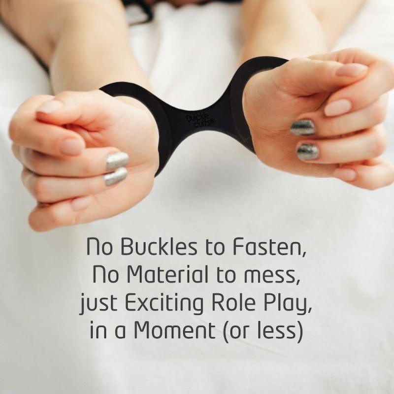 CreativeC Quickie Cuffs – Black Silicone Bondage Handcuffs (Medium) - Adult Toys