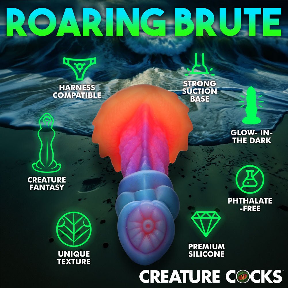 Creature Cocks Aqua - Cock - Glow in Dark Multi - Coloured 19.3 cm Fantasy Dildo - DONGS