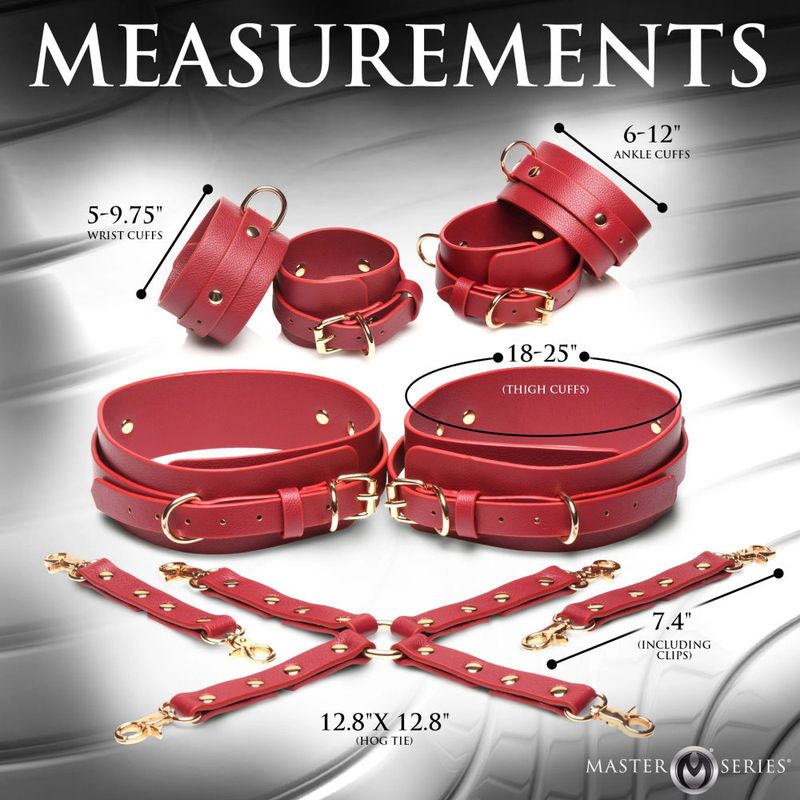 Crimson Captive Thigh Wrist Ankle Hog Tie Restraints - Adult Toys