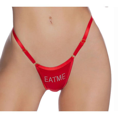 Crotchless Wet Bling Thong Black - Lingerie