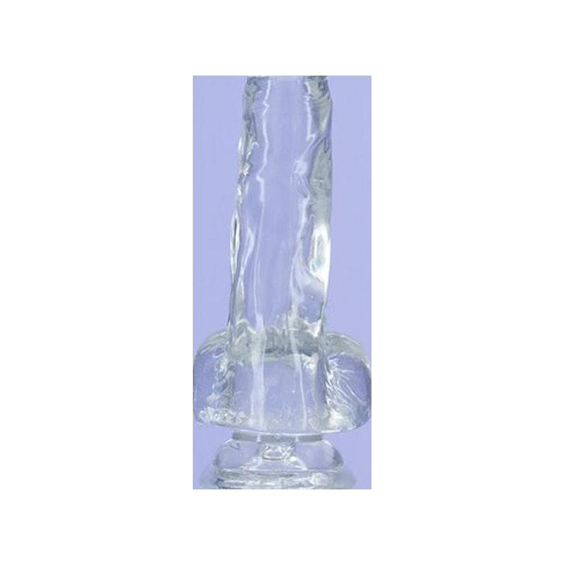 Crystal Dildo w Balls 8in Clear - Adult Toys