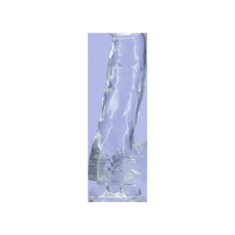 Crystal Dildo w Balls 8in Clear - Adult Toys