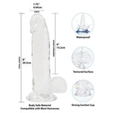Crystal Dildo w Balls 8in Clear - Adult Toys