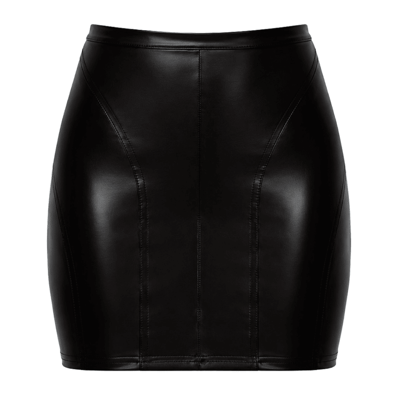 Dark Affair Wet Look Mini Skirt Black - Lingerie