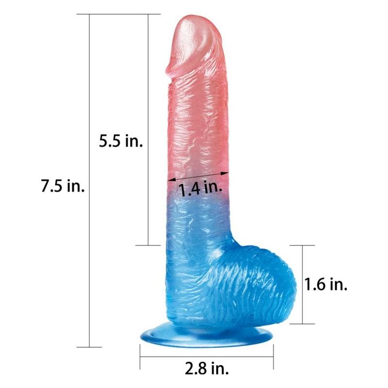 Dazzle Studs Dildo 7.5in Pink/Blue - Adult Toys
