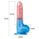 Dazzle Studs Dildo 7.5in Pink/Blue - Adult Toys