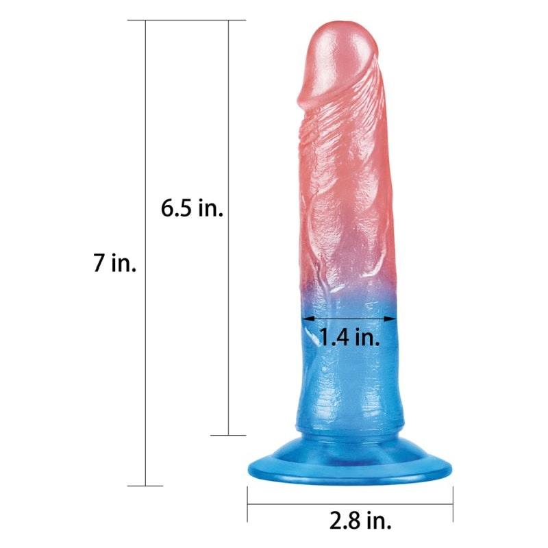 Dazzle Studs Dildo 7in Pink/Blue - Adult Toys