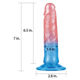 Dazzle Studs Dildo 7in Pink/Blue - Adult Toys