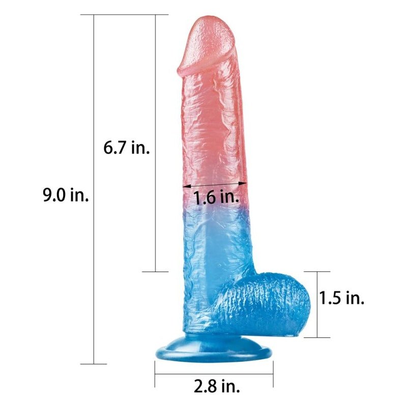 Dazzle Studs Dildo 9in Pink/Blue - Adult Toys