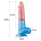 Dazzle Studs Dildo 9in Pink/Blue - Adult Toys