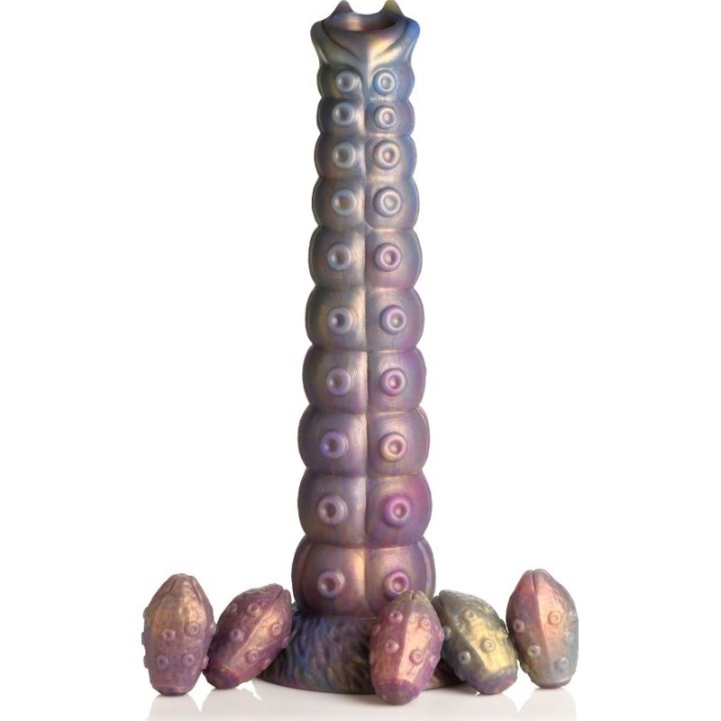 Deep Invader Tentacle Ovipositor Silicone Dildo with Eggs - Adult Toys