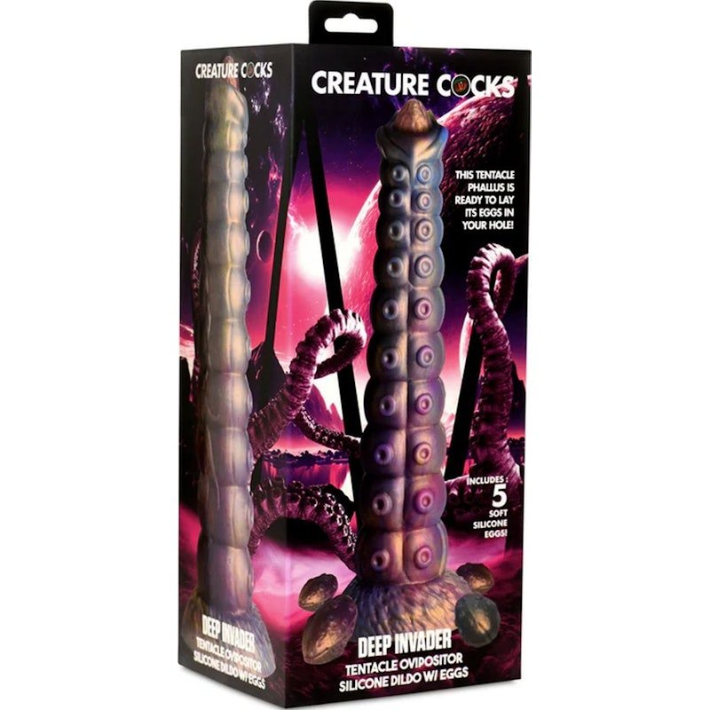 Deep Invader Tentacle Ovipositor Silicone Dildo with Eggs - Adult Toys