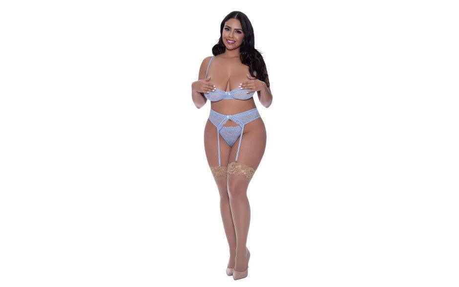 Demi Bra Garter and Thong Set - Naughty by Nature Adult Store