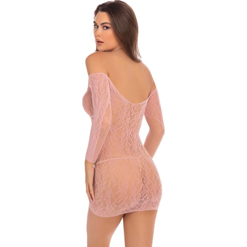 Demure Long Sleeve Mini Dress - Lingerie