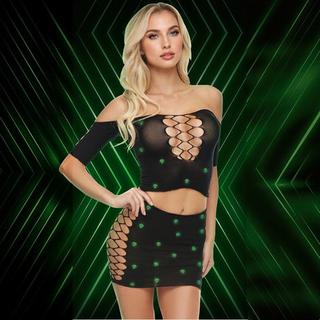 Diamond Two Piece Crop Top And Shirt Set Womens Casual - LINGERIE & BODY WEAR
