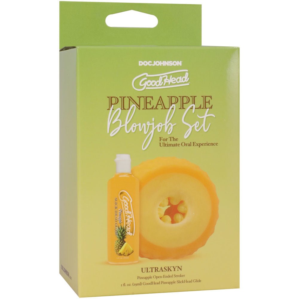 Doc Johnson GoodHead Pineapple Stroker Set with ULTRASKYN & Lubricant - LOTIONS & LUBES