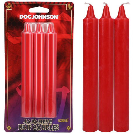 Doc Johnson Japanese Drip Candles – Red Non - Toxic Wax Play 3 - Pack - CANDLES