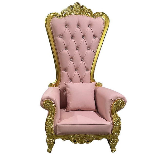 Domina Throne Chair Gold Frame Pink Velvet Cushion - Adult Toys