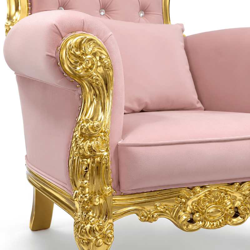 Domina Throne Chair Gold Frame Pink Velvet Cushion - Adult Toys