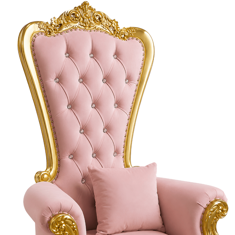 Domina Throne Chair Gold Frame Pink Velvet Cushion - Adult Toys