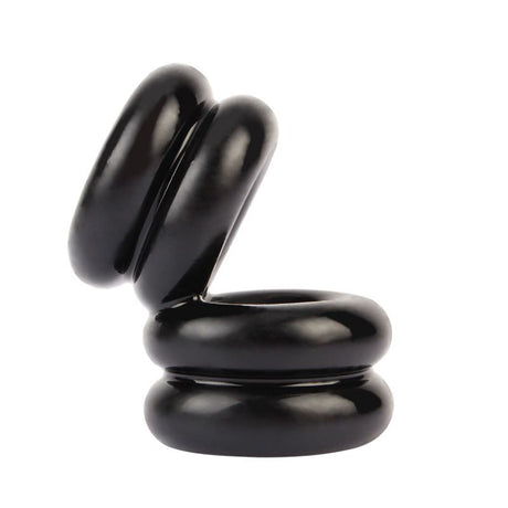 Double Stacked Dual Pleasure Cock Ring Black - Dual Pleasure Cock Ring