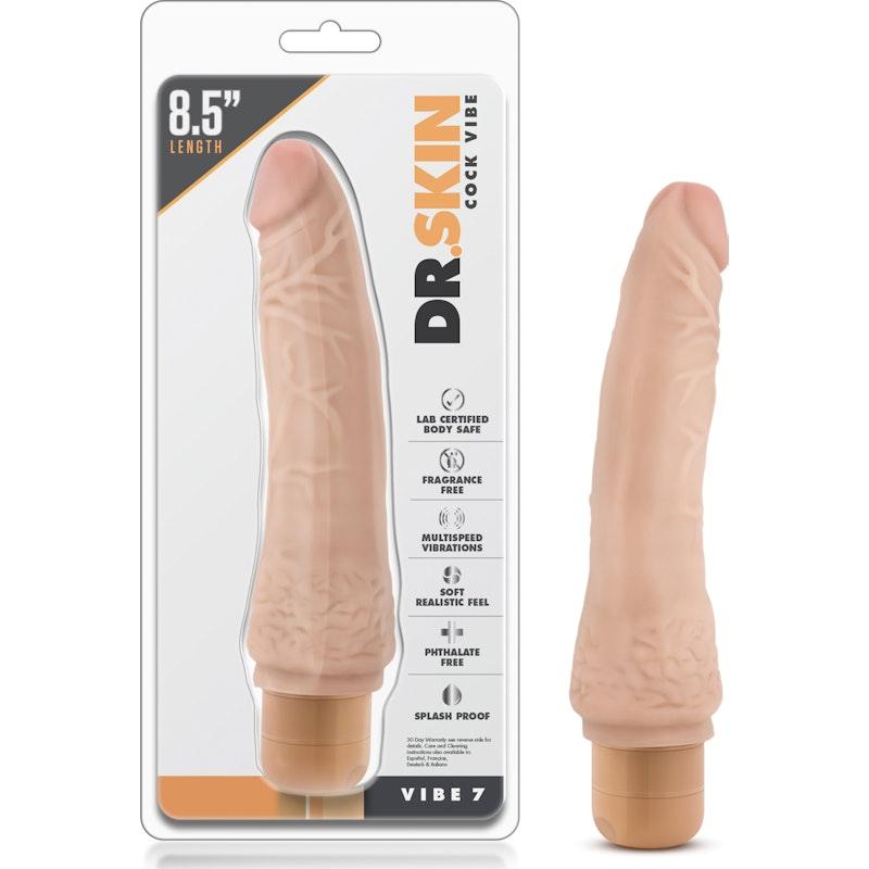 Dr Skin Cock Vibe 7 8.5in Vibrating Cock Beige - Naughty by Nature Adult Store