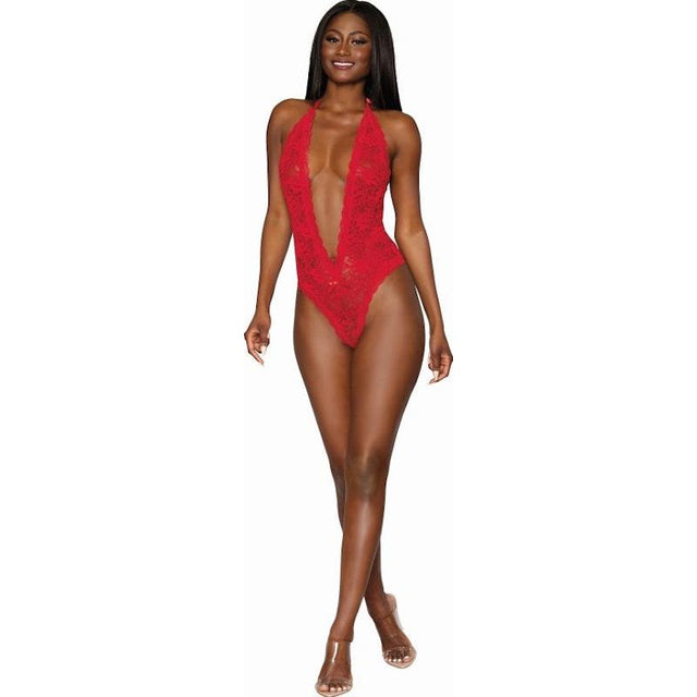 Dreamgirl Heart Back Deep V-Neck Teddy Red - Naughty by Nature Adult Store