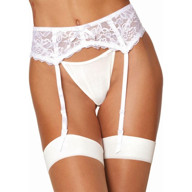 Dreamgirl Lace Garter Belt White - Lingerie