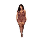 Dreamgirl Rhinestone Leopard Dress Burgundy - Lingerie