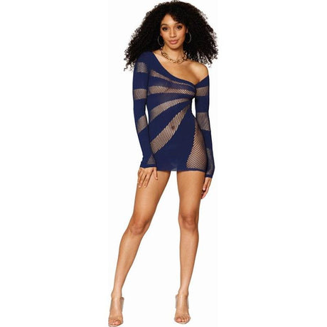 Dreamgirl Seamless Long-Sleeve Chemise Navy - Naughty by Nature Adult Store