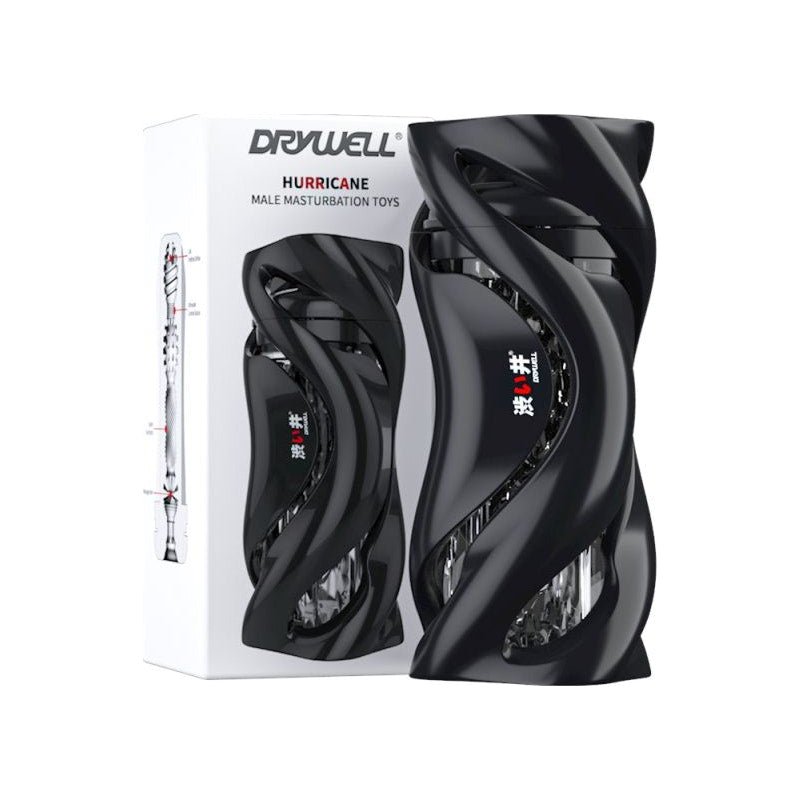 Drywell Hurricane Male Masturbator – Spiral Silicone Sleeve, Black - Adult Toys