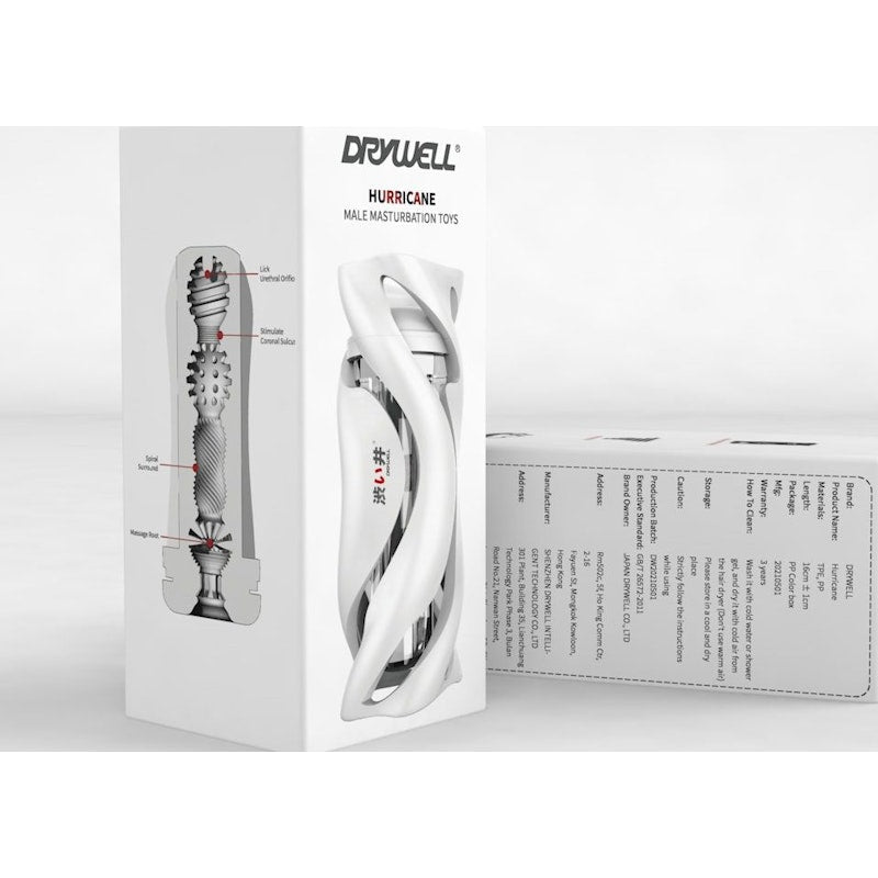 Drywell Hurricane Masturbator – Ergonomic Silicone Spiral Sleeve - Adult Toys